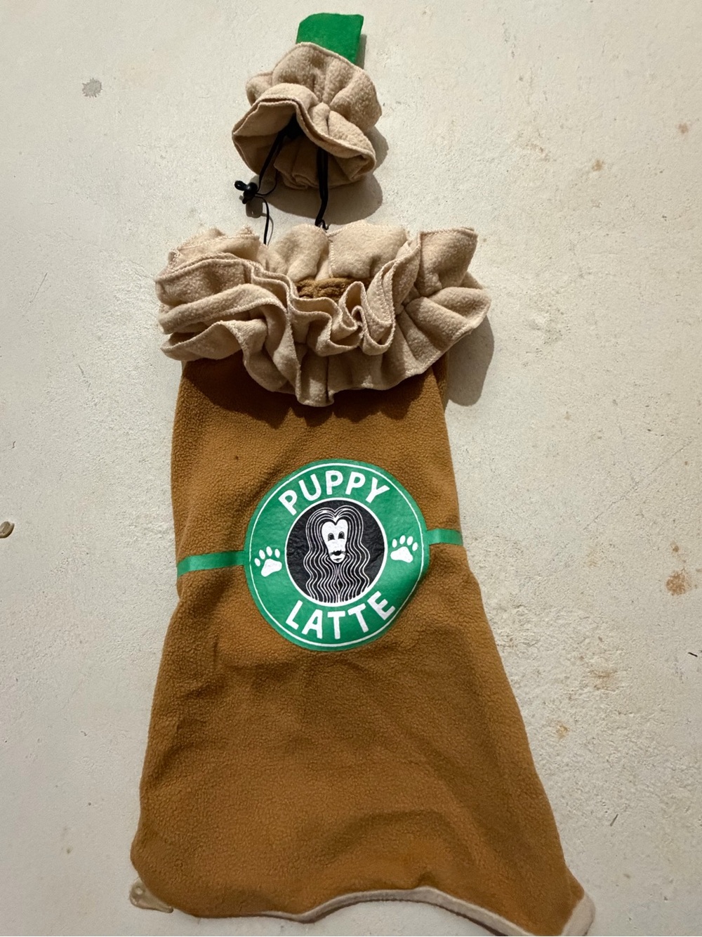 Puppy Latte Brown & Green Dog Hoodie - Novelty Pet Costume